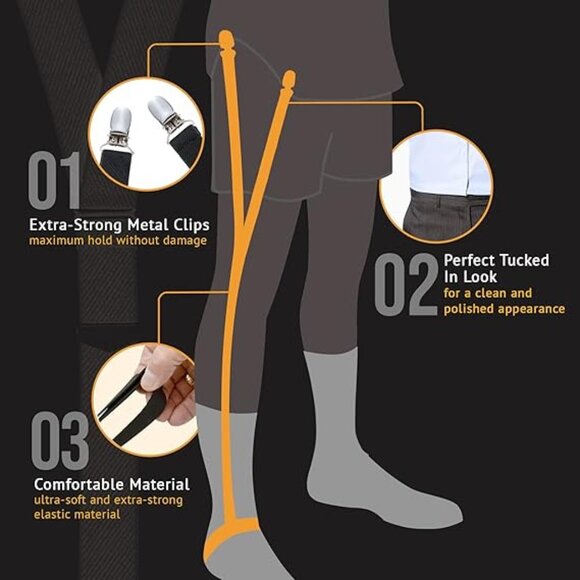 HOLD'EM Shirt Stay for Men Police Military Non Slip Clips - Stirrups - Picture 3 of 7